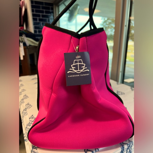 - Parker & Hyde - Pink with Red & Green Stripe adjusts size. - Picture 3 of 8